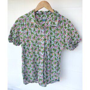 Kavu Short Sleeve Cactus Print Button Front Shirt Cotton Size Medium